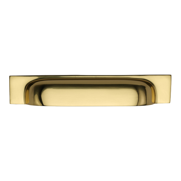 C2766 152-PB • 152/178 c/c x 221x42x22mm • Polished Brass • Heritage Brass Concealed Fix Square Plate Contemporary Cup Handle